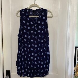 Lane Bryant Blue Top with White Floral Design